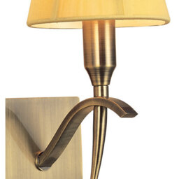 Luminosa Lighting Luminosa Siena Wall Lamp Switched 1 Light E14, Antique Brass With Amber Cream Shade And Amber Crystal - thumbnail 4