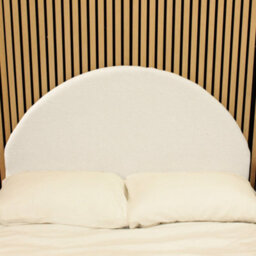 "Urban Textures - Lunara Luxury 20"" High Boucle Fabric Upholstered Arch Headboard Headboard - White" - thumbnail 1