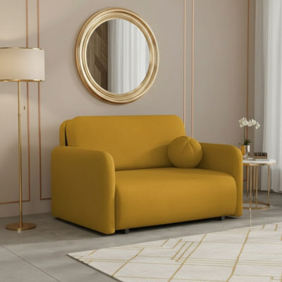 Viva Sun Ii Sofa Bed With Sleeping Function And Bedding Storage Metal Legs Wooden Frame 130X103X85Cm Mustard - image 1