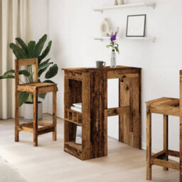 Berkfield Bar Table With Racks Old Wood 90X47.5X103.5 Cm Engineered Wood - thumbnail 3