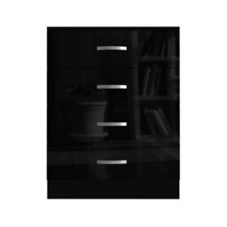 High Gloss Chest Of Drawers Tall Wide 4 Drawer Bedroom Furniture Cabinet Black - thumbnail 5