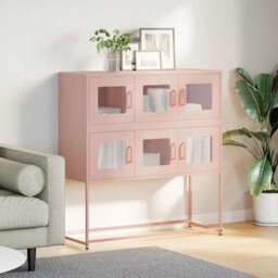 Berkfield Sideboard Pink 100.5X39X107 Cm Cold-Rolled Steel - thumbnail 3