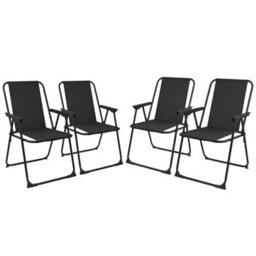 Gr8 Garden Set Of 4 Black Outdoor Garden Camping Beach Folding Chair - thumbnail 1