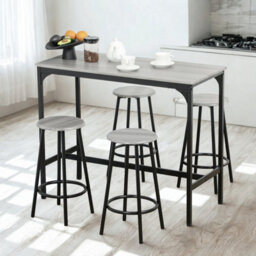 FURNOLD 5-Piece Dining Table And Stool Set Kitchen Living Room Industrial Grey - thumbnail 1