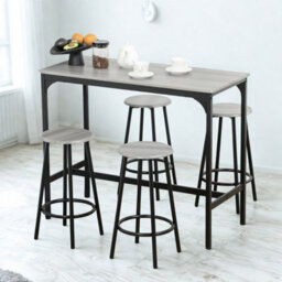 FURNOLD 5-Piece Dining Table And Stool Set Kitchen Living Room Industrial Grey - thumbnail 4
