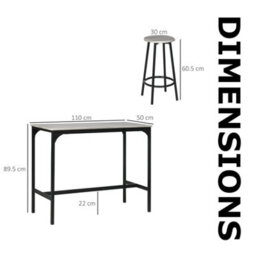 FURNOLD 5-Piece Dining Table And Stool Set Kitchen Living Room Industrial Grey - thumbnail 8