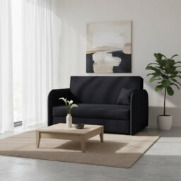 Viva Loft Ii Sofa Bed With Sleep Function Storage Container Chipboard Wooden Frame Metal Legs 127Cm Width Black