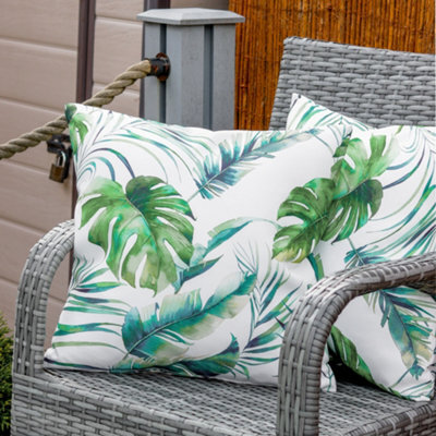 Gardenwize Pair Of Outdoor Garden Sofa Chair Furniture Scatter Cushions- Botanical Leaf - image 1