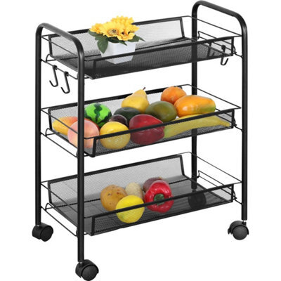 3 Tier Rolling Storage Trolley Cart Metal Kitchen Vegetable - image 1