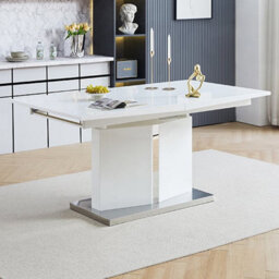 Furniture in Fashion Belmonte White Dining Table Large 6 Petra Taupe Chairs - thumbnail 4