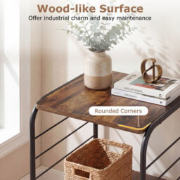 Gainoom 4-Tier Brown Rotating Bookshelf Spinning Bookcase Tower Floor Standing Revolving Display Rack - thumbnail 7