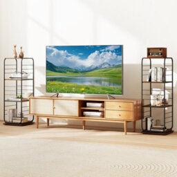 Gainoom 4-Tier Brown Rotating Bookshelf Spinning Bookcase Tower Floor Standing Revolving Display Rack - thumbnail 6