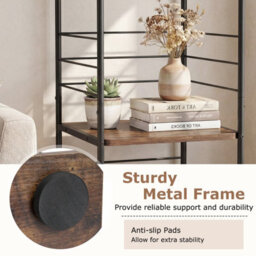 Gainoom 4-Tier Brown Rotating Bookshelf Spinning Bookcase Tower Floor Standing Revolving Display Rack - thumbnail 9