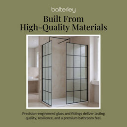 Balterley 8mm Glass Walk In Wetroom Screens With Matt Black Framed Design And White Shower Tray - 1400 X 800mm - thumbnail 7