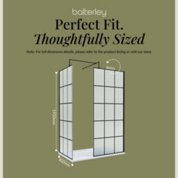 Balterley 8mm Glass Walk In Wetroom Screens With Matt Black Framed Design And White Shower Tray - 1400 X 800mm - thumbnail 5