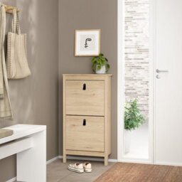 Furniture To Go Barcelona Shoe Cabinet 2 Flap Doors In Jackson Hickory Oak - thumbnail 6