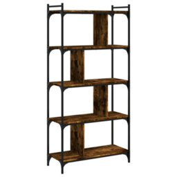Berkfield Bookcase 5-Tier Smoked Oak 76X32X158 Cm Engineered Wood - thumbnail 2