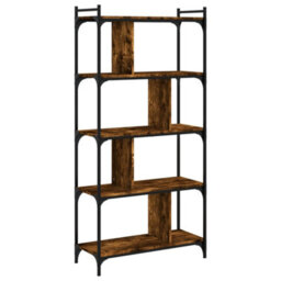 Berkfield Bookcase 5-Tier Smoked Oak 76X32X158 Cm Engineered Wood - thumbnail 6