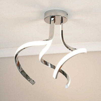 Chrome Twirl Ceiling Light Fitting Integrated Led Modern Living Room Metal Lamp - image 1