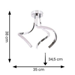 Chrome Twirl Ceiling Light Fitting Integrated Led Modern Living Room Metal Lamp - thumbnail 2