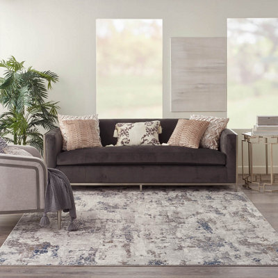 White Blue Modern Easy To Clean Floral Optical/ (3D) Rug For Dining Room Bedroom Living Room-239Cm X 300Cm - image 1