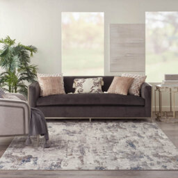 White Blue Modern Easy To Clean Floral Optical/ (3D) Rug For Dining Room Bedroom Living Room-239Cm X 300Cm - thumbnail 1