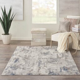 White Blue Modern Easy To Clean Floral Optical/ (3D) Rug For Dining Room Bedroom Living Room-239Cm X 300Cm - thumbnail 2