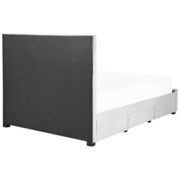 Beliani Bed With Storage Drawers Velvet Lievin 140 X 200 Cm (Eu Double) Light Grey - thumbnail 8