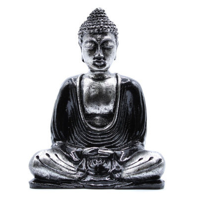 Black & Grey Buddha Statue - Hand-Painted Resin Meditation Figurine - image 1
