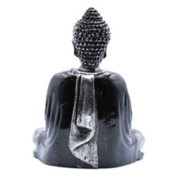 Black & Grey Buddha Statue - Hand-Painted Resin Meditation Figurine - thumbnail 4