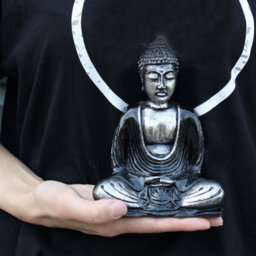 Black & Grey Buddha Statue - Hand-Painted Resin Meditation Figurine - thumbnail 6