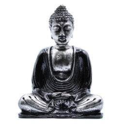 Black & Grey Buddha Statue - Hand-Painted Resin Meditation Figurine - thumbnail 1