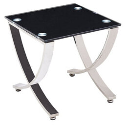 Furniture in Fashion Vienna Black Glass Nest Of 2 Tables With Angular Stainless Legs - thumbnail 3