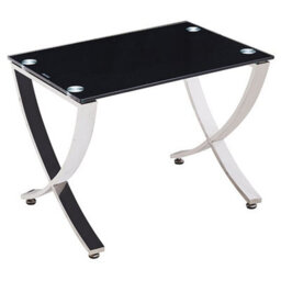 Furniture in Fashion Vienna Black Glass Nest Of 2 Tables With Angular Stainless Legs - thumbnail 2