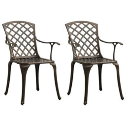 Berkfield Garden Chairs 2 Pcs Cast Aluminium Bronze - thumbnail 1