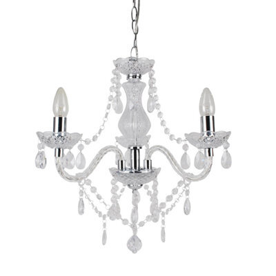 First Choice Lighting Clear And Chrome Marie Therese 3 Light Ceiling Pendant Chandelier - image 1