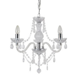 First Choice Lighting Clear And Chrome Marie Therese 3 Light Ceiling Pendant Chandelier - thumbnail 1