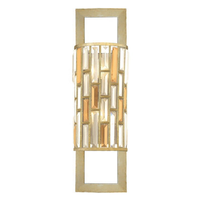 Elegant Twin Wall Light With Amber Pearl And Clear Crystal Finish
