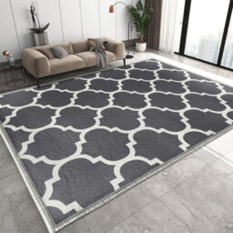 Oxford Homeware Printed Rug, Non-Slip Pets Friendly, Living Room Rugs And Bedroom Rugs, (Ava Grey, 200X290Cm) - thumbnail 1