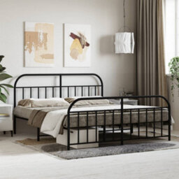 Berkfield Metal Bed Frame With Headboard And Footboard Black 160X200 Cm - thumbnail 1