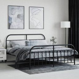 Berkfield Metal Bed Frame With Headboard And Footboard Black 160X200 Cm - thumbnail 3