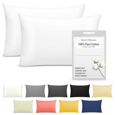 Lazzaro Luxury 300 Thread Count Egyptian Cotton Pillow Cases 2 Pack Breathable Ultrasoft Pillow Covers - image 1