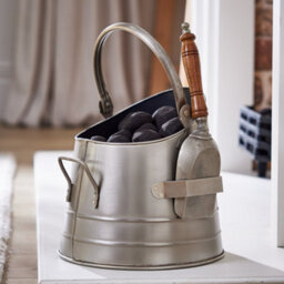 Dibor Contemporary Antique Pewter Fireside 3 Piece Freestanding Companion Set With Coal Bucket And Shovel - thumbnail 4