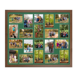 AK Frames 80X70Cm Walnut Modern Multi Photo Frame With Emerald Mount - Holds 20 Apertures (18X) 6X4, (2X) 4X4 Photos