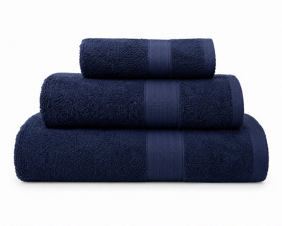 Bellissimo Home Regal Cotton Bath Towel Navy With Jacquard Border