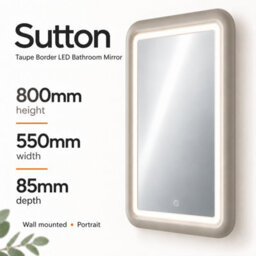 Plum&clay Sutton Taupe Border Bathroom Mirror Led Touch Switch Landscape Portrait Mirror (W)550mm (H)800mm - thumbnail 6