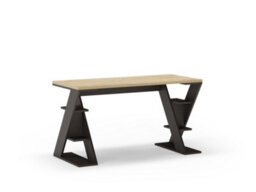Decortie Papillon Desk With Bookshelf Storage Legs Modern Minimalist Workspace Desk  Oak Silky Black 137X75X60 Cm - thumbnail 2