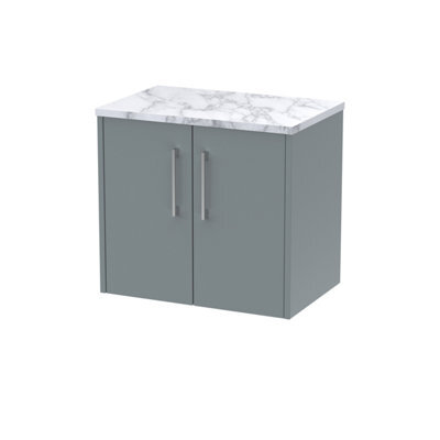 Balterley Winshill Contemporary Wall Hung Vanity Unit With Laminate Worktop, Grey, 600mm - image 1