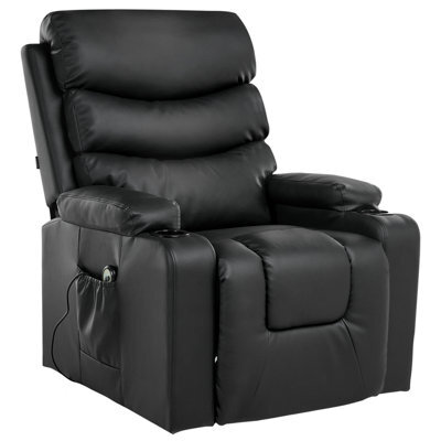 Beliani Electric Recliner Chair Eter With Footrest Faux Leather Black - image 1