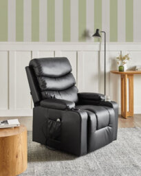 Beliani Electric Recliner Chair Eter With Footrest Faux Leather Black - thumbnail 2